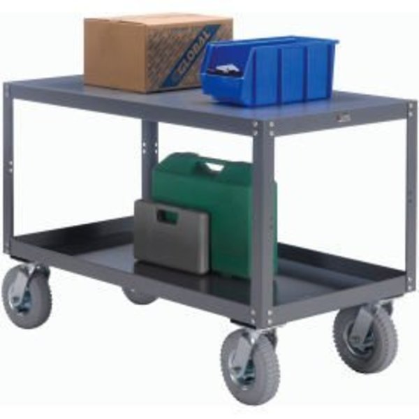 Global Equipment Portable Steel Table, 2 Shelves, 30"Wx60"Lx33-1/2"H, 1200 Lbs. Cap. 579233